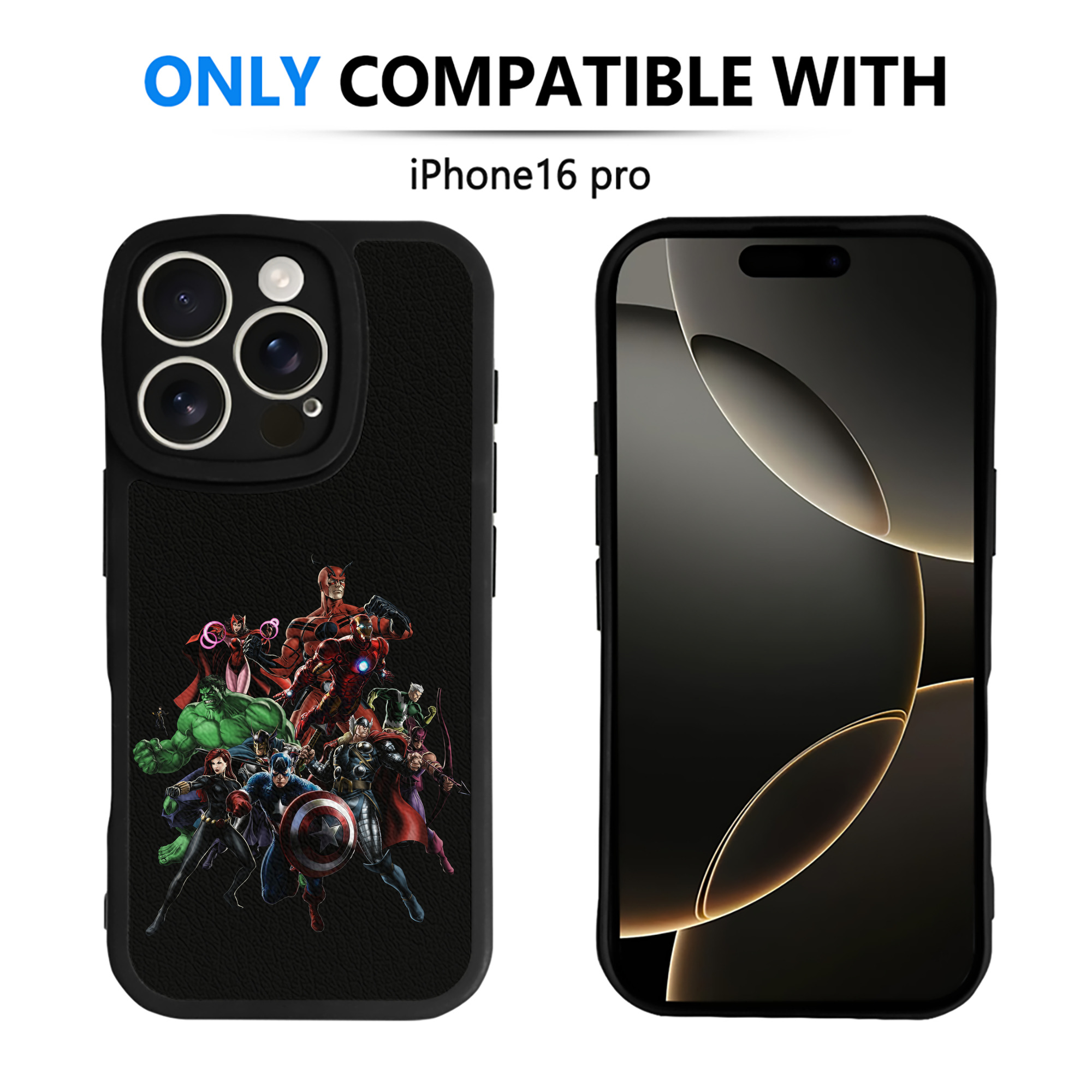 （画像用） アベンジャーズ The Avengers 【iPhone 16シリーズ対応】シリコンスマホケース（レザー調） 材質：シリコン